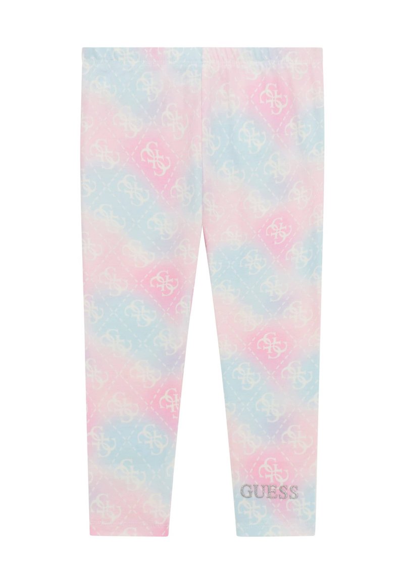 Legginsi s laganom pastelnom gradijentom plave i ružičaste boje s ponavljajućim uzorkom logotipa. Elastična struk i mekana, glatka tkanina.
