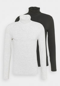 2 PACK - Long sleeved top - light grey/black