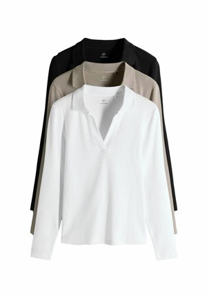 REGULAR FIT - 3 PACK LONG SLEEVE  - Poloshirt - black white taupe