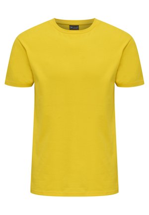 Kortærmet t-shirt i lys gul bomuld. Klassisk crew neck-design med en glat tekstur og ingen synlige mønstre eller accenter.