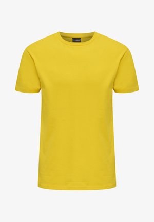 Kortærmet t-shirt i lys gul bomuld. Klassisk crew neck-design med en glat tekstur og ingen synlige mønstre eller accenter.