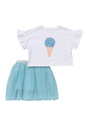 BEKLEIDUNG SET - Gonna a campana - weiß hellblau c