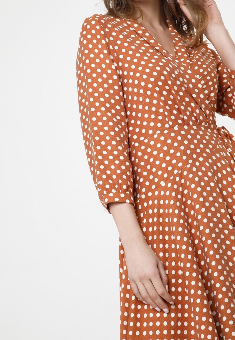 princess polly baby blue dress Women's Dark brown/polka dot Tie-belt Shirt Dress main image 0