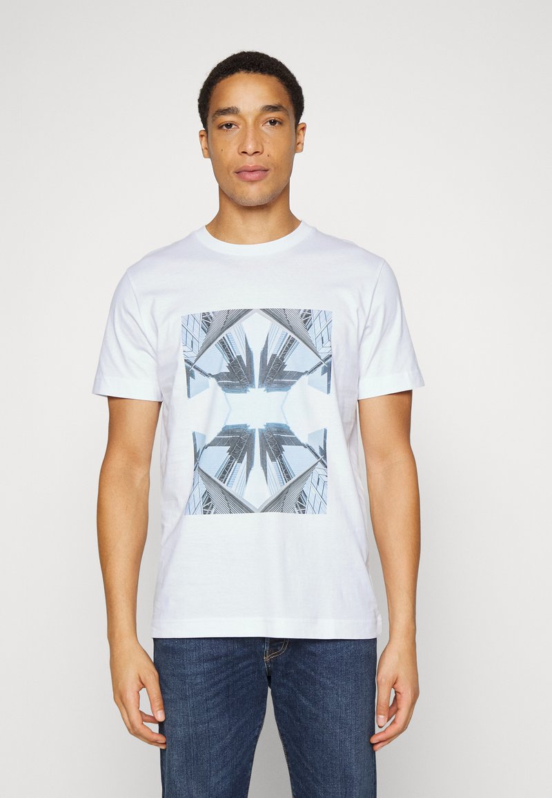 Selected Homme SLHMARIO O-NECK TEE - T-shirt estampada - bright white