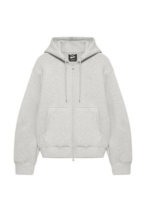 PULL&BEAR, HOODED ZIP-UP - NEOPRENE EFFECT JACKET - Sweat zippé - light grey