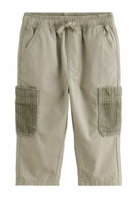 Khakihosen mit elastischem Bund und Kordelzug; verfügen über zweiCorduroy-Patchtaschen mit horizontaler Rippung auf jeder Seite.