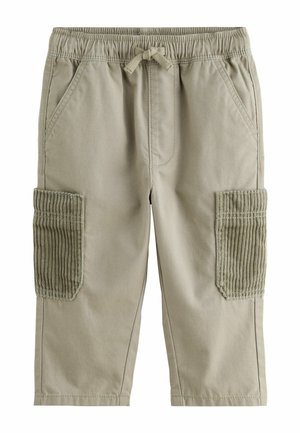 Khakihosen mit elastischem Bund und Kordelzug; verfügen über zweiCorduroy-Patchtaschen mit horizontaler Rippung auf jeder Seite.
