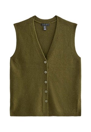 New Look, DARK KHAKI  BUTTON THROUGH V-NECK WAISTCOAT - Smanicato - khaki