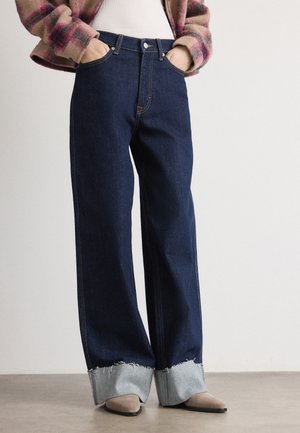CLAIRE TURN UP  - Široké nohavice - denim dark