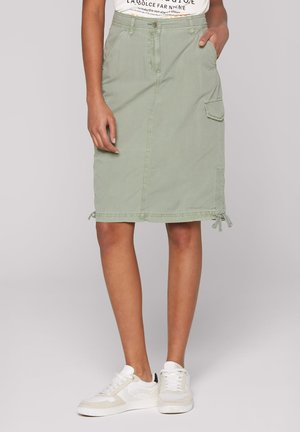 Soccx STIL MIT RAFFUNGEN - Pencil skirt - faded olive