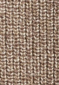 Tessuto tessuto con una superficie texture di colore marrone chiaro, caratterizzato da righe verticali e sottili variazioni nello spessore dei fili.