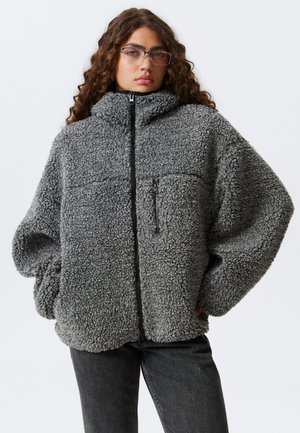 OVERSIZED HOODIE - Flísová bunda - dark grey melange