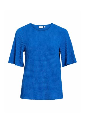 VILA, SHORT SLEEVED TOP VIBOTTA ROUND NECK - Blúz - victoria blue