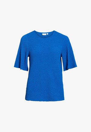 VILA, SHORT SLEEVED TOP VIBOTTA ROUND NECK - Blúz - victoria blue