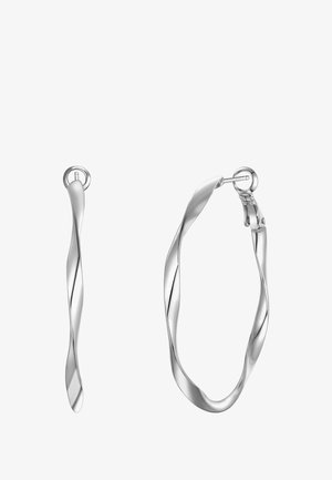 Sukurtos sidabro auskarai su poliruotu paviršiumi. Vienas auskaras turi spiralės dizainą; kitas užsisega užsegimu, užtikrinančiu saugų dėvėjimą.