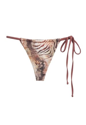 PULL&BEAR, ANIMAL PRINT BIKINI BOTTOMS WITH TIES - Bas de bikini - brown