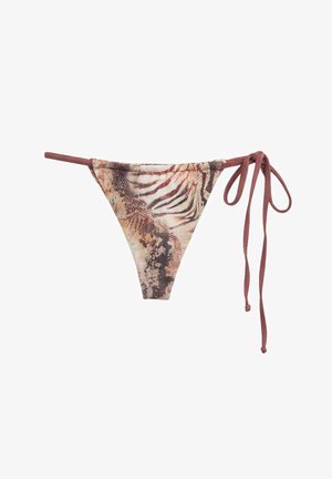PULL&BEAR, ANIMAL PRINT BIKINI BOTTOMS WITH TIES - Bas de bikini - brown