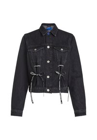 LACE TIE DENIM - Teksajakk - stone washed black