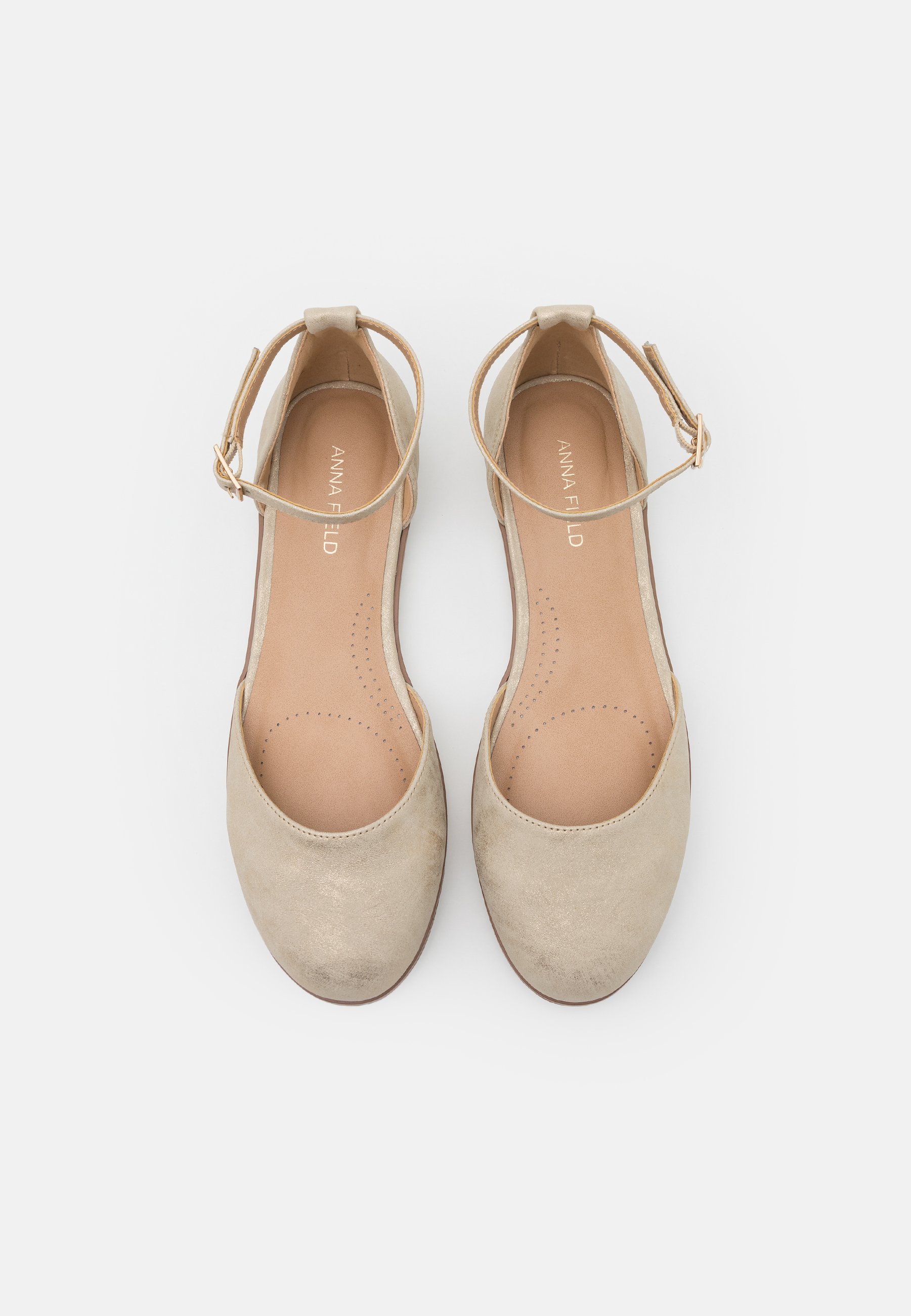 gold ankle strap flats