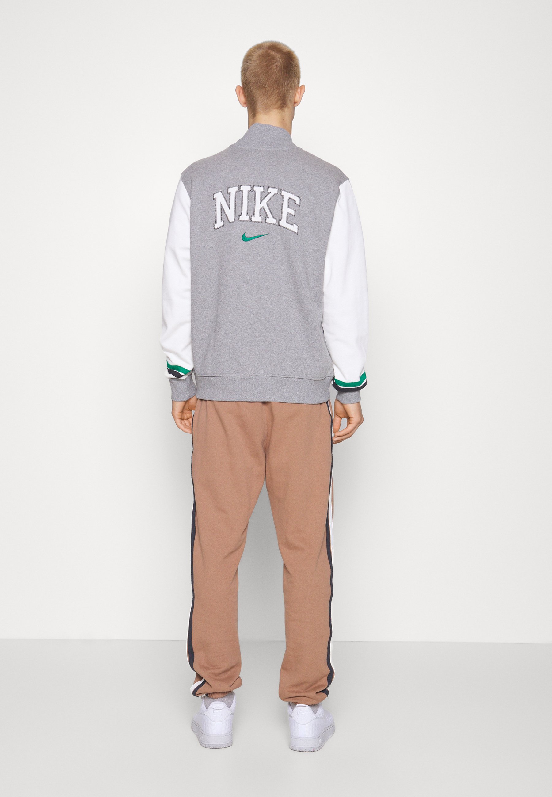 Nike Sportswear RETRO VARSITY - Sweater met rits - dark grey  heather/lichtgrijs - Zalando.nl