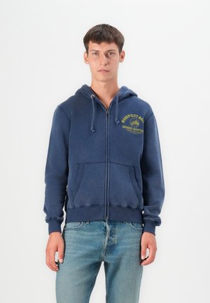 SHRUNKEN WAFFLE LINED - Kapuzenpullover - blue