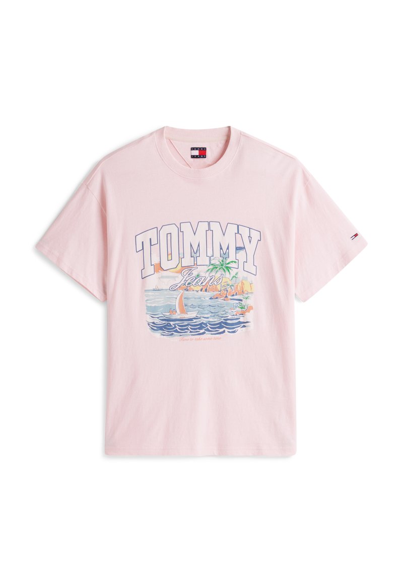 Tommy Jeans T-shirt print donkerroze