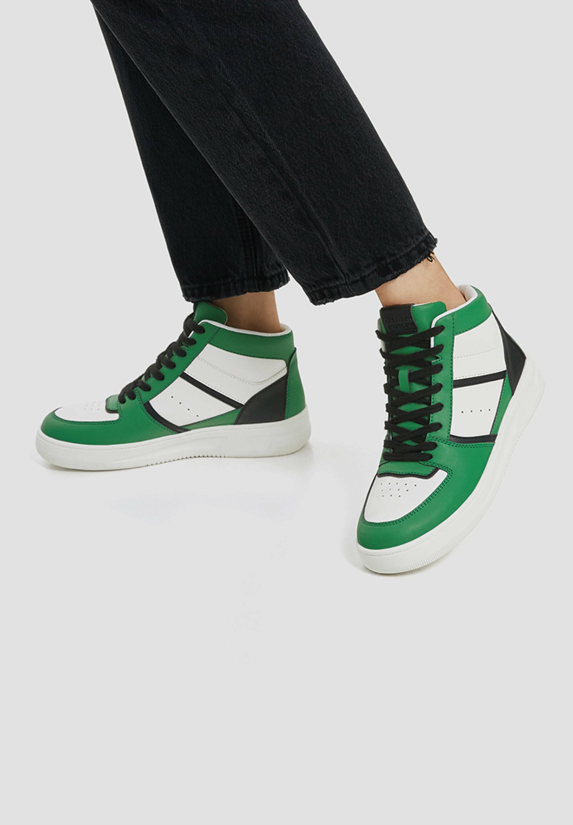 PULL\u0026BEAR Baskets montantes - green/multicolore - ZALANDO.FR