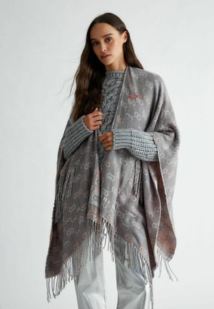 LIU JO PONCHO WITH JACQUARD LOGO - Mantella - grey