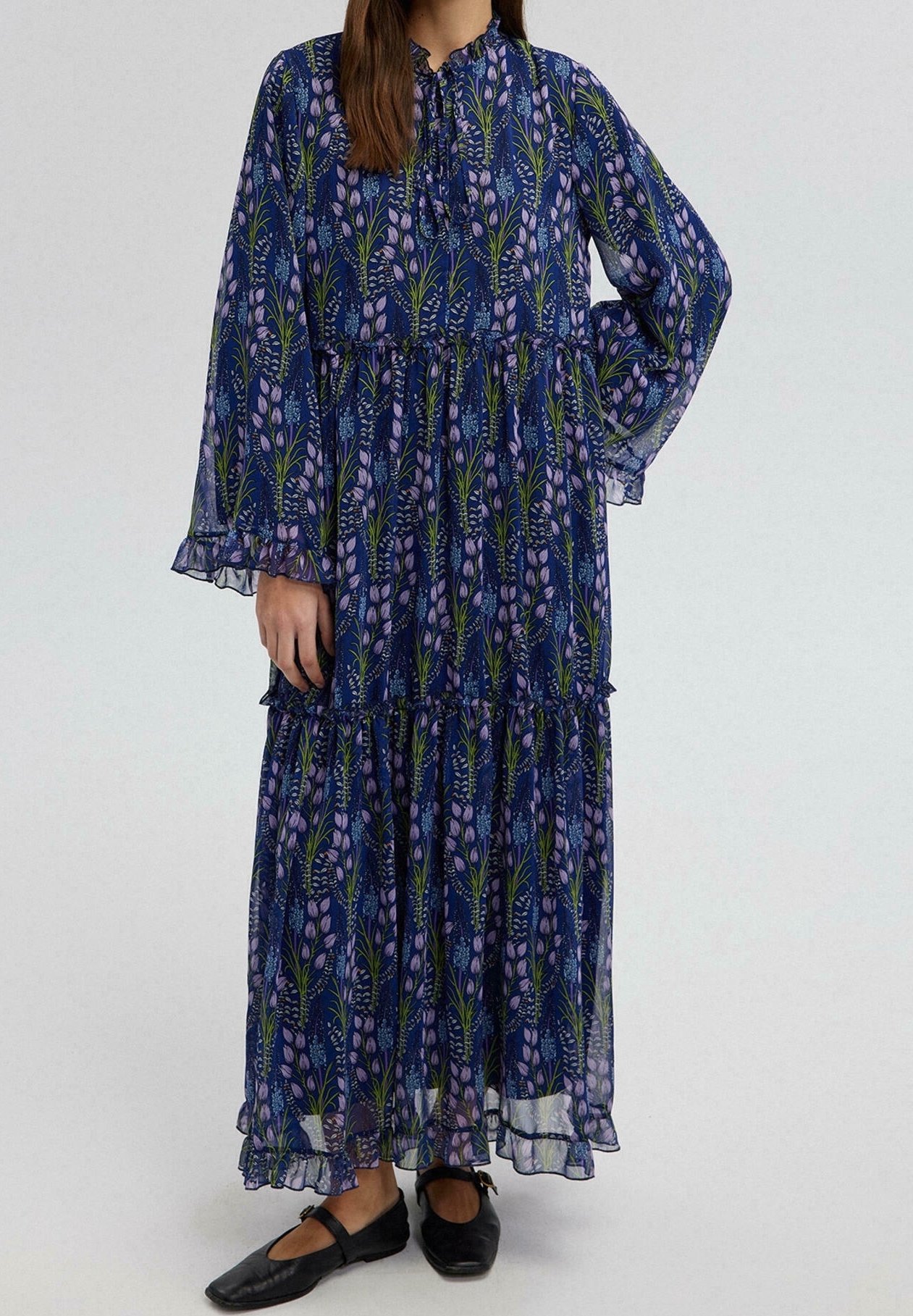 Robe IKKS Fluide à Volants Pour Fille 12 Ans - Imprimée Marine/rouge/blanc - Viscose - Etat Neuf