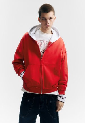 CONTRAST HOODIE - Sweat zippé - red