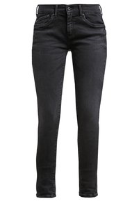 Czarne dżinsy o slim fit, z pięcioma kieszeniami, zamek błyskawiczny oraz szlufkami na pasek, wykonane z miękkiej, strukturalnej mieszanki bawełny.