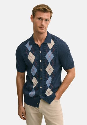 Brooks Brothers INTARSIA ARGYLE - Cardigan - blue