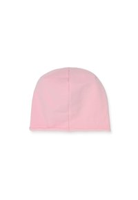 Berretto di cotone rosa con parte superiore arrotondata, una cucitura che corre lungo il centro e una texture liscia. Nessun motivo o accessorio visibile.