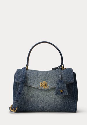 Lauren Ralph Lauren, WASHED DENIM SMALL FARRAH SOFT SATCHEL - Τσάντα χειρός - blue denim/tan