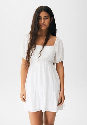 RUFFLED WITH BOW - Day dress - white