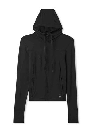 CON CAPPUCCIO IN TECNICO - Felpa con zip - nero