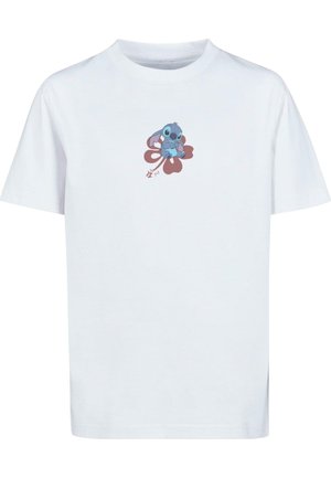 LILO AND STITCH - SITTING ON FLOWER  - T-shirt med print - white