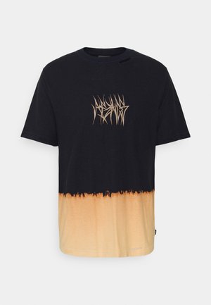 ISIAH RETRO FIT TEE UNISEX - T-shirt con stampa - black bleach dip dye