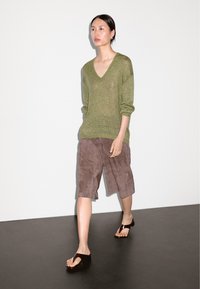 Massimo Dutti CUTWORK V-NECK - Trui - green