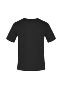 Schwarzes T-Shirt mit klassischen Rundhalsausschnitt und kurzen Ärmeln. Hergestellt aus weichem Baumwollstoff mit schlichtem Design und ohne sichtbare Verzierungen.