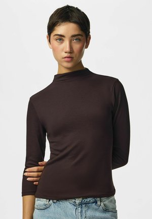 Pieces, TOP PCALLY 3/4 HIGH NECK - T-shirt à manches longues - chocolate plum