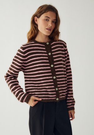 Noella, N-MERTICE KNIT CARDIGAN - Gilet - brown rose stripe