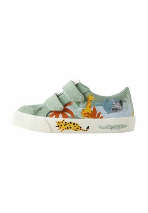 Wide Fit Cars Baby Touch Strap Trainer - Babacipők - green safari