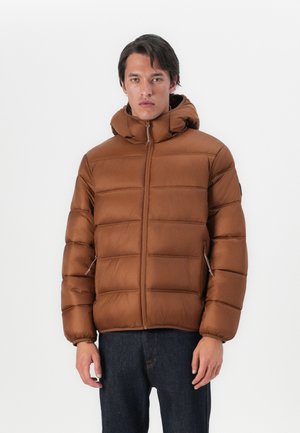 Tommy Jeans HOODED LOGO PUFFER - Zimná bunda - pecan nut