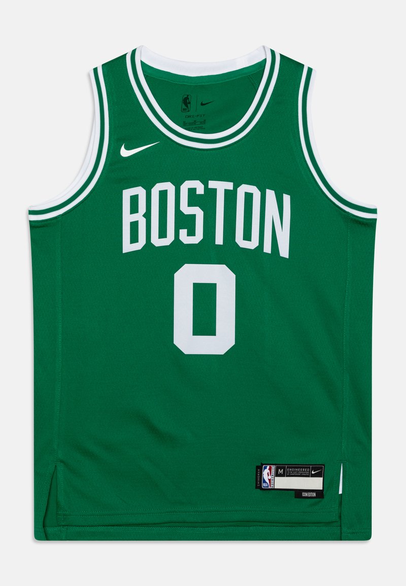 Grønn basketballtrøye med "BOSTON" i hvit skrift og nummer "0." Den har en hvit ribbet halslinning og Nike-logo.