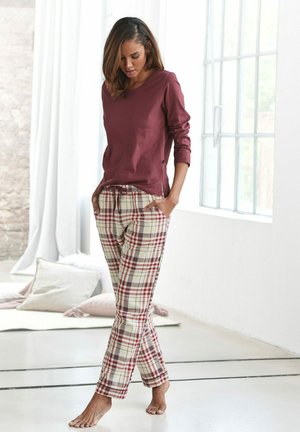 H.I.S, SET - Pyjama set - bordeaux/kariert creme