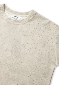 T-shirt beige clair à col rond avec petite texture en points en relief et manches courtes, marque IPEKYOL, taille EUR 38 UK 10.