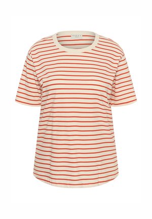 Kaffe Curve, KCWINNI 1/2 SLEEVE - T-shirt print - ant. white   tigerlily stripe