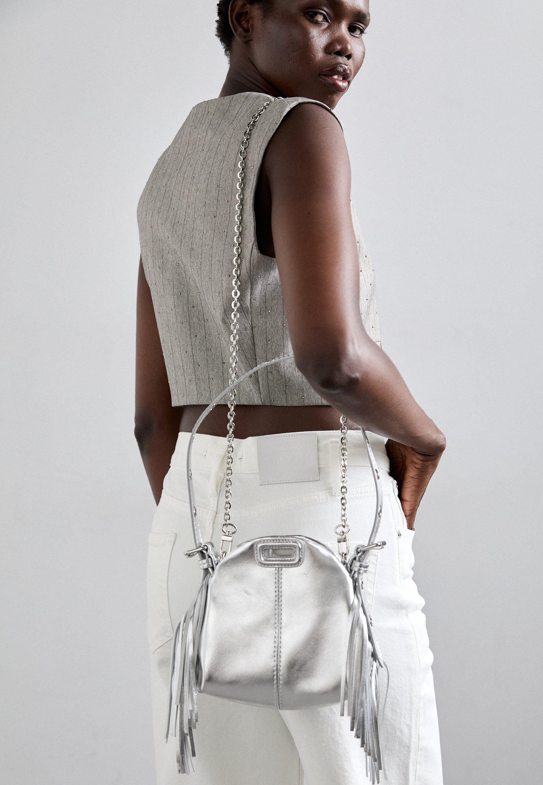 Maje MISSMMICROMETAL - Sac à main - argent/argenté - ZALANDO