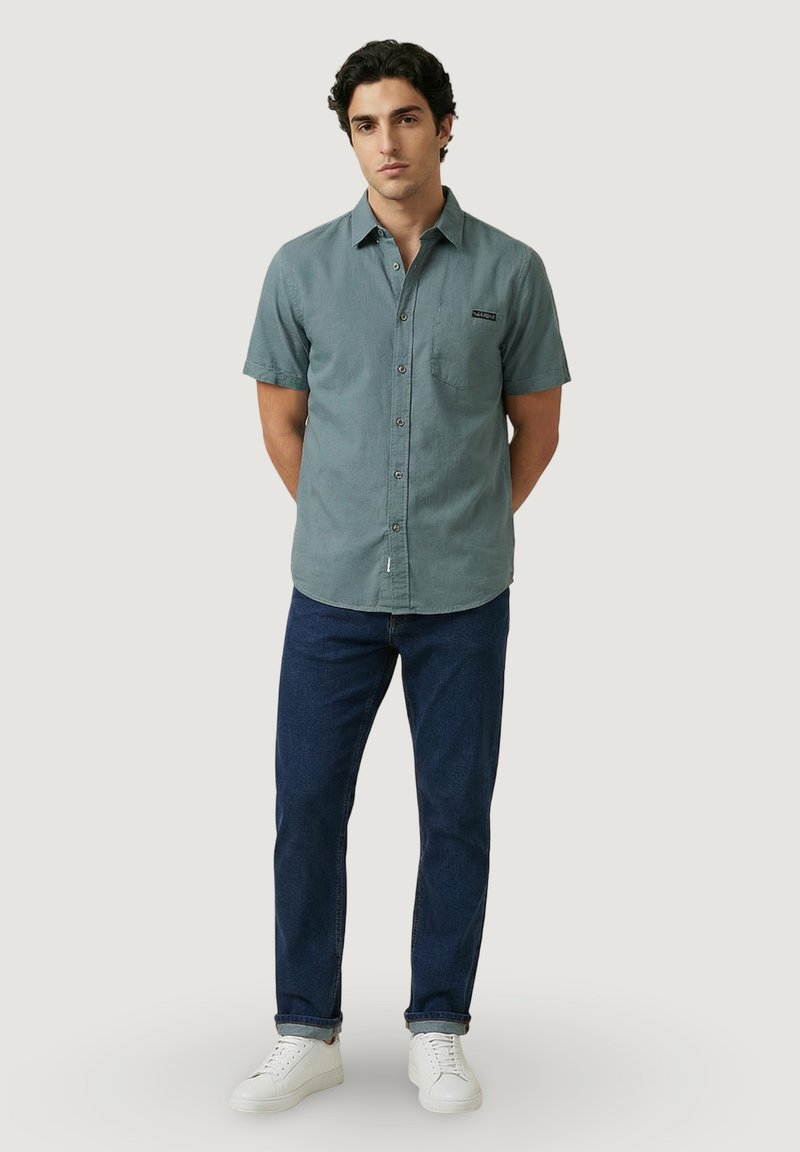 slim fit dress slacks Hisdern Men's Short Sleeve Sage Green Casual Linen Shirts for Summer B main image 1